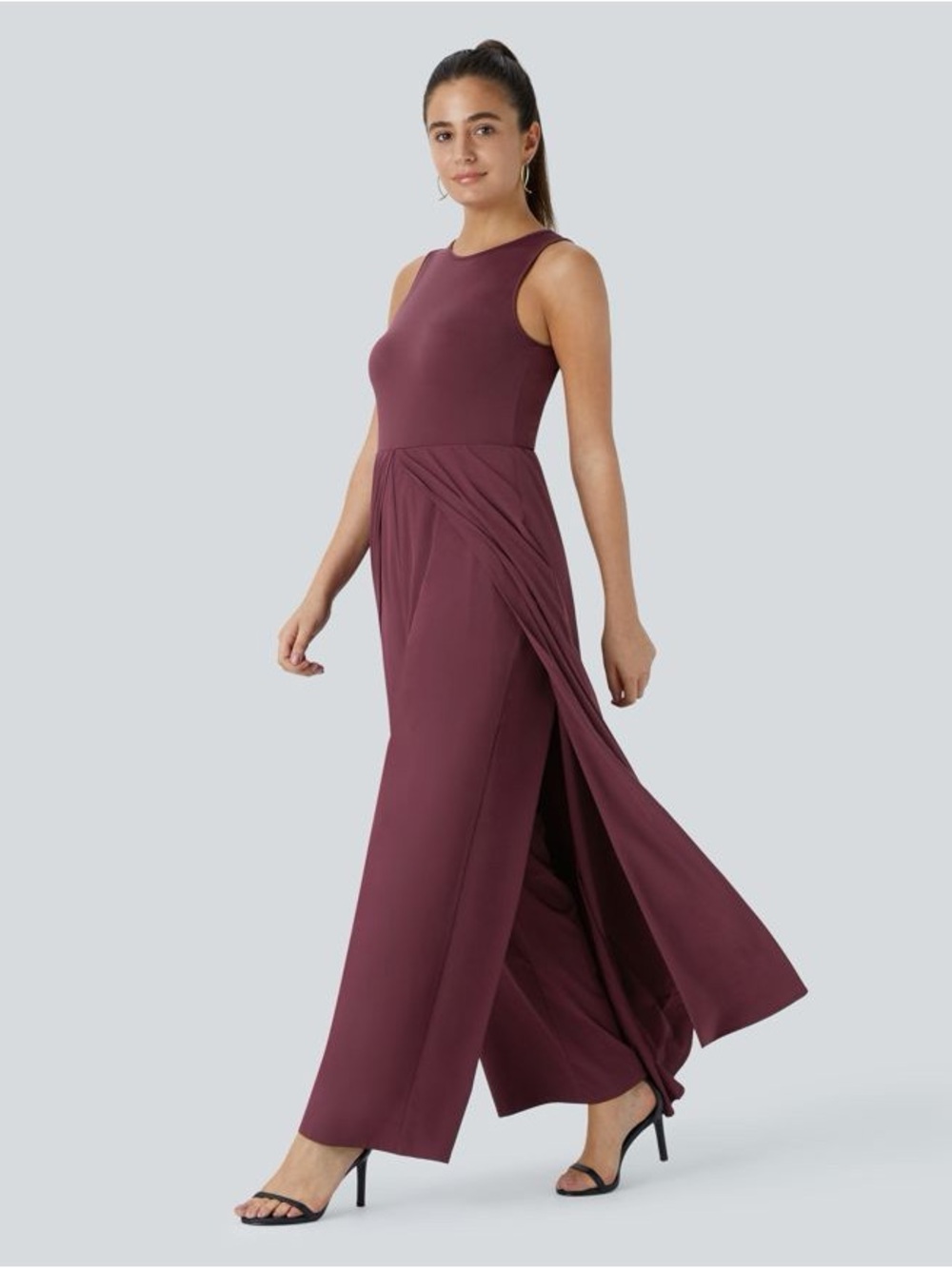 HALARA Breezeful Zipper Sleeveless Pocket Quick Dry Jumpsuit Amaranth Medium T - Picture 3 of 6